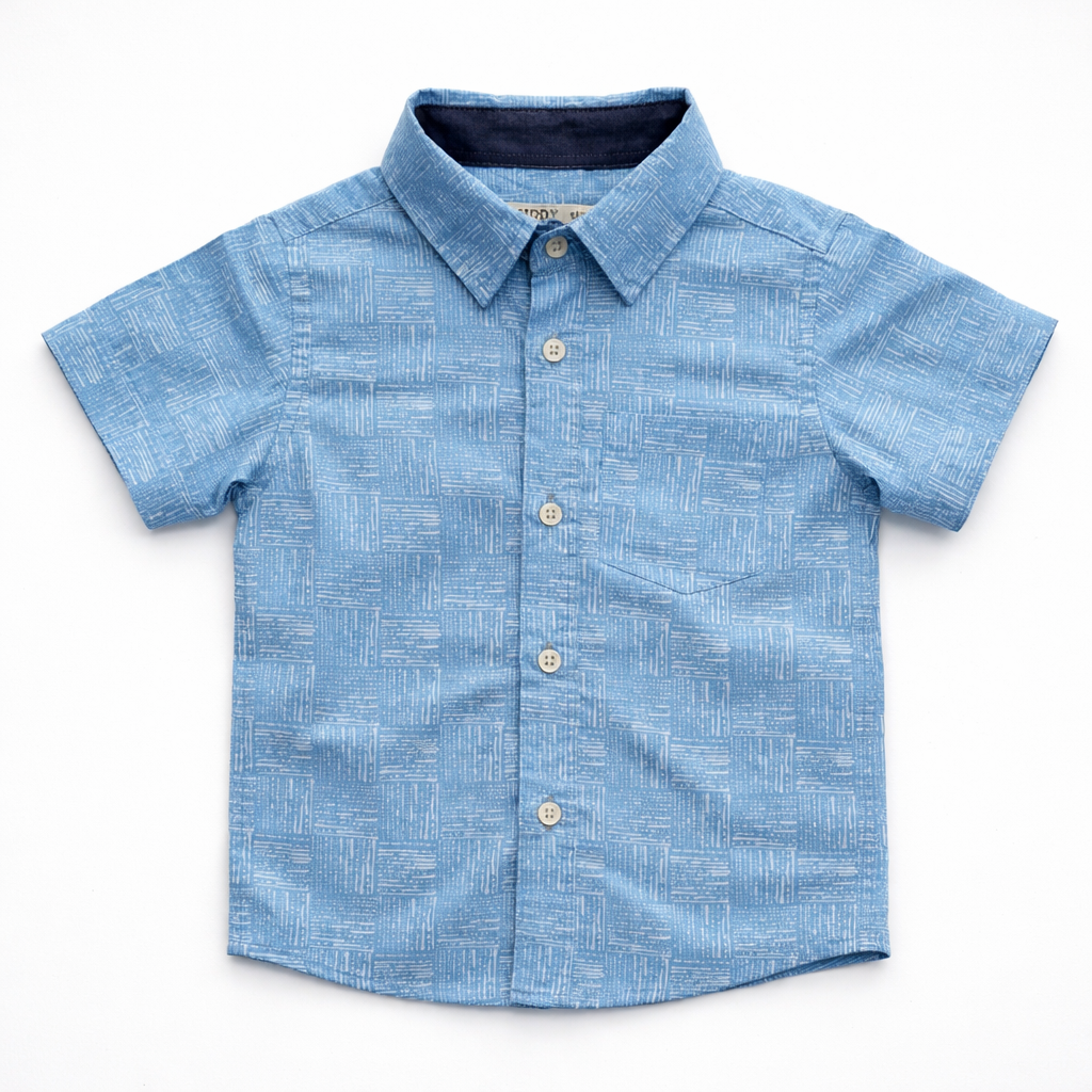 Boys Premium Pattern Printed Casual Shirt – Sky Color