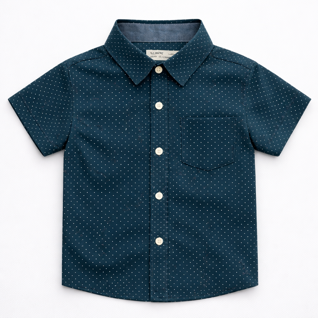 Boys Premium Minimal Print Shirt – Dark Sea Green