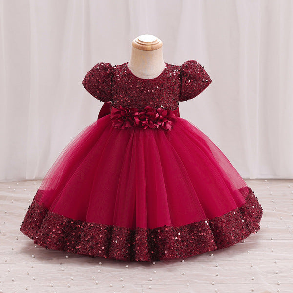 Wine Red China Party Dress – Elegant Princess Style