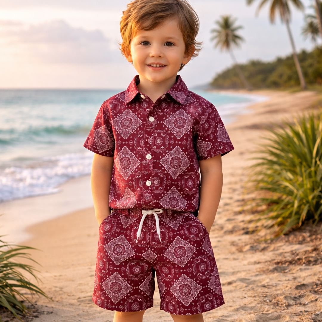 Kids Boys Bandana Print Shirt & Pant Set