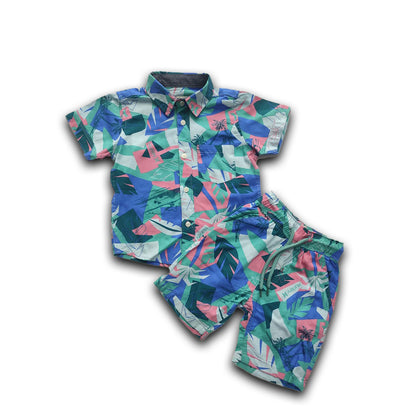Boys All Over ABSTRACT Print Shirt & Pant Set Multicolor