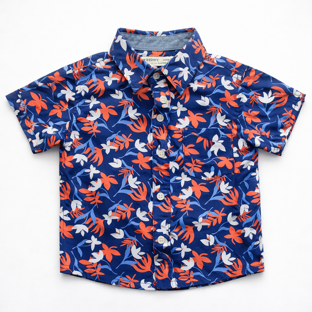 Boys Premium Floral Design Button Down Shirt – Multicolor