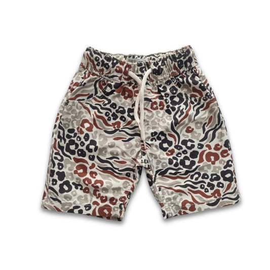 Boys All Over Leopard Print Gabardine Half Pant – Cream Combo
