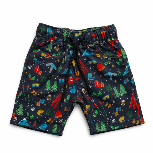 Boys Multi Icon Printed Casual Half Pant – Ash