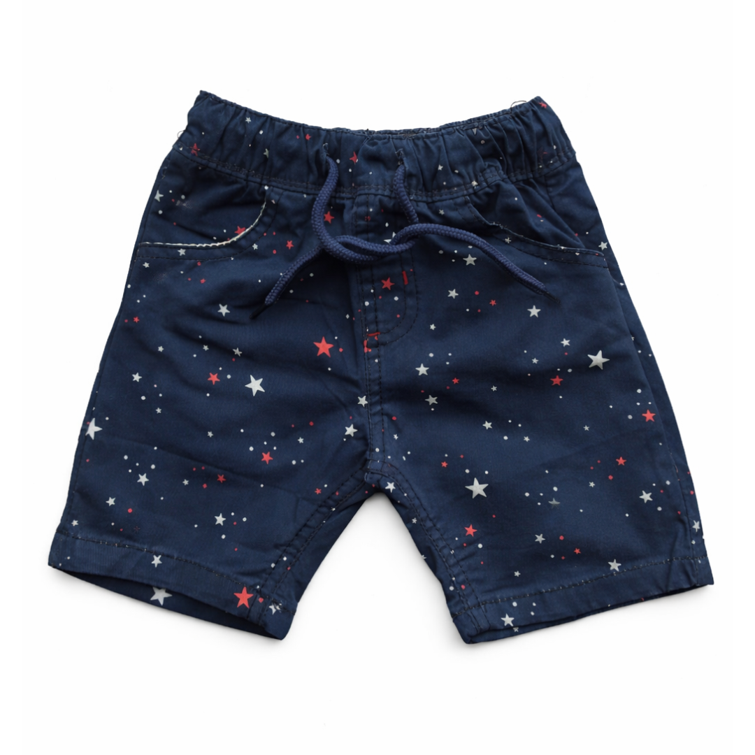 Boys Star Printed Casual Half Pant – Deep Navy