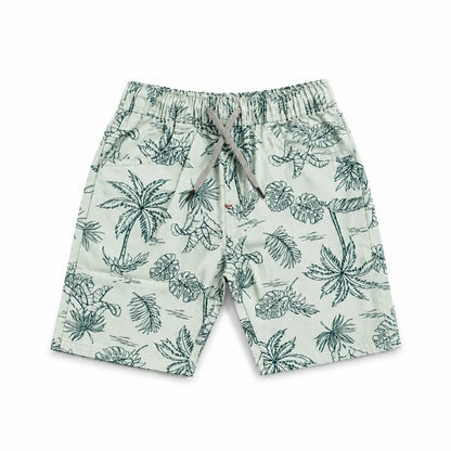 Boys Tropical Palm Print Shorts – Mint Green