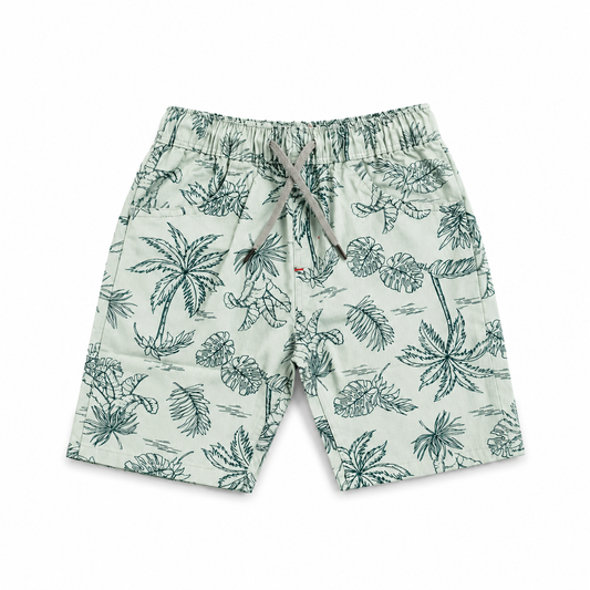 Boys Tropical Palm Print Shorts – Mint Green