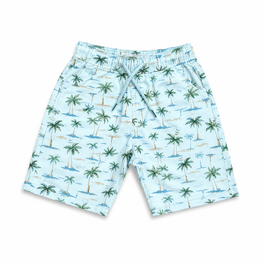 Boys All Over Palm Tree Print Shorts – Sky Blue