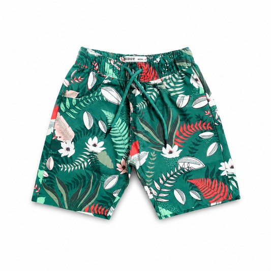 Boys Tropical Floral Print Shorts – Jungle Green