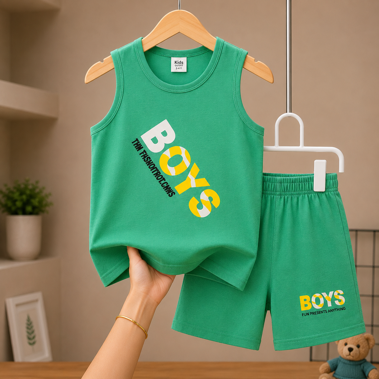 Boys Sleeveless Megi Set – Green