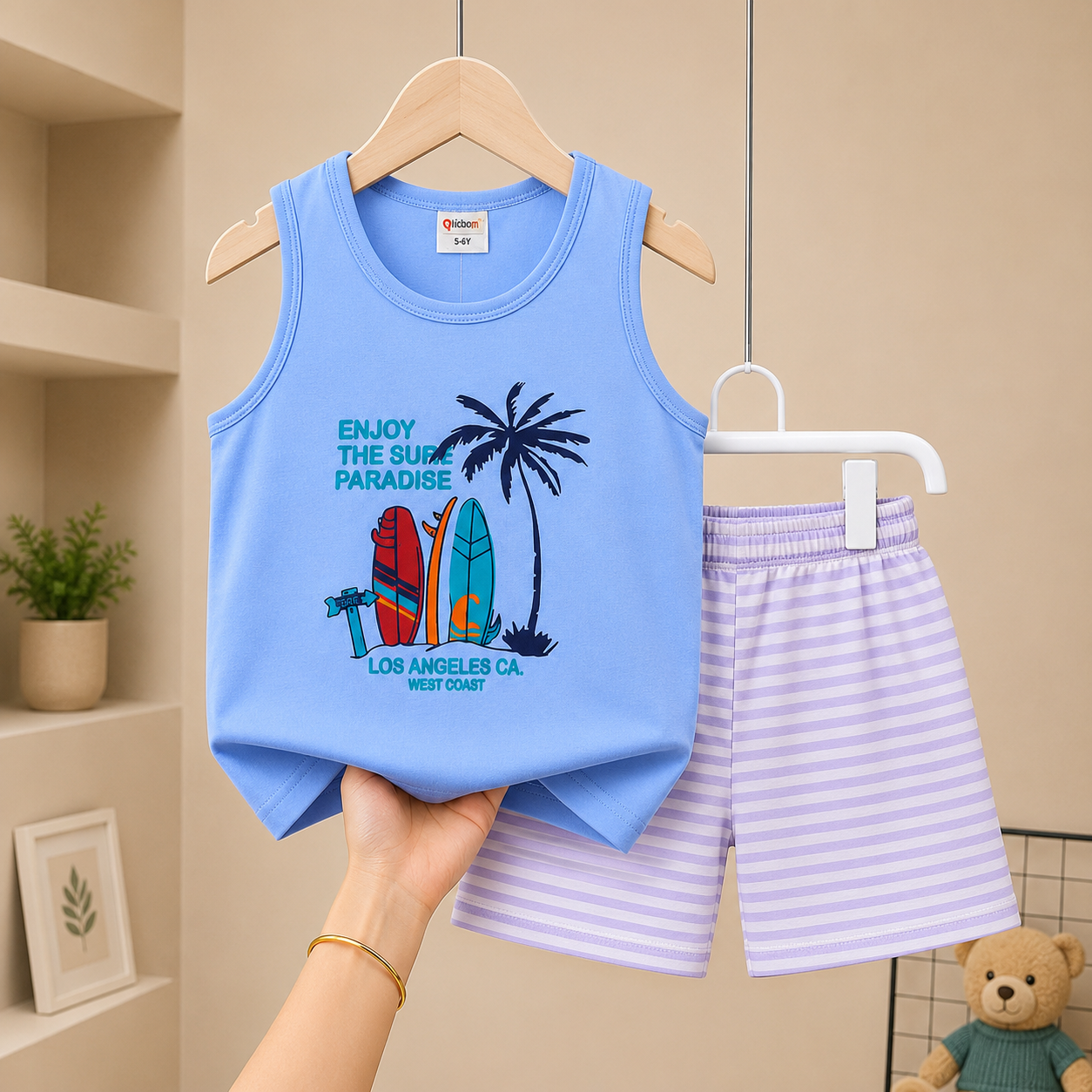 West Coast Vibes Sleeveless Megi Set – Sky Blue