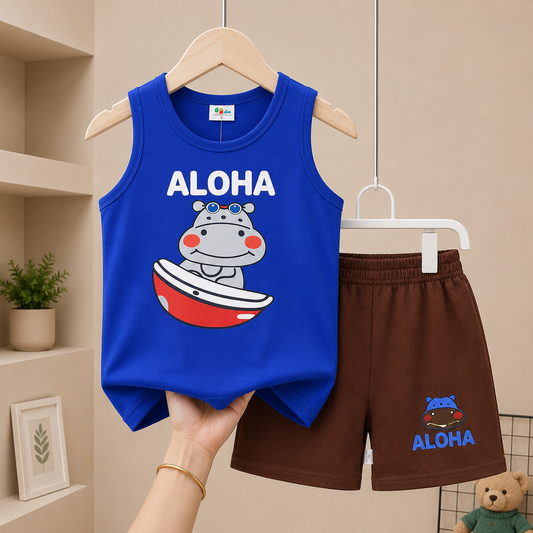 Aloha Hippo Megi Set – Royal Blue & Brown