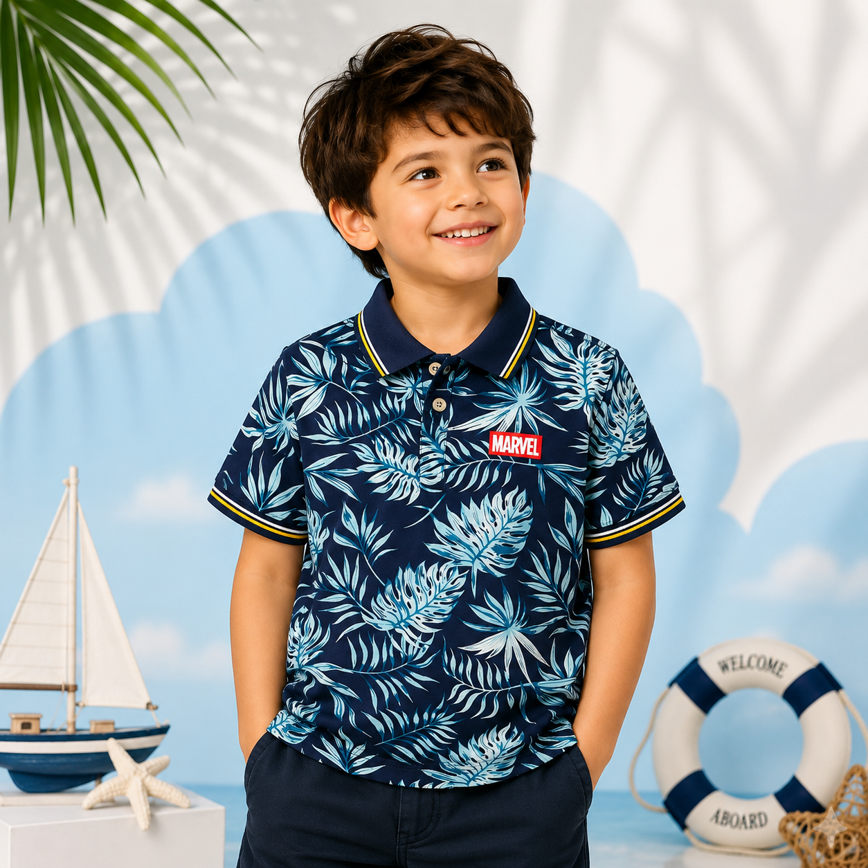 Premium Floral Print Polo for Boys