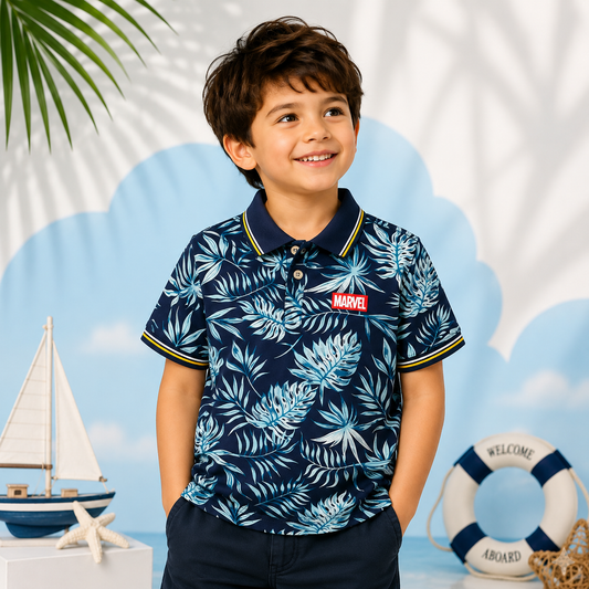 Premium Floral Print Polo for Boys