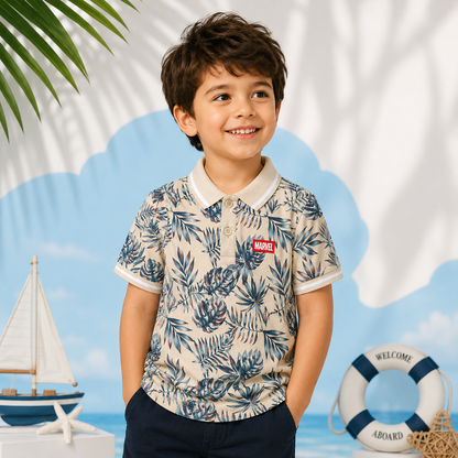 Premium Kids Floral Print Polo Shirt