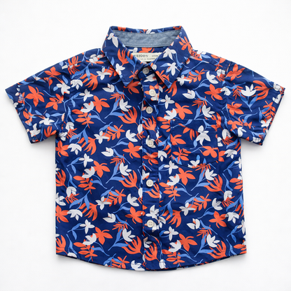 Boys Premium Floral Design Button Down Shirt – Multicolor