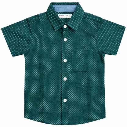 Boys Premium Minimal Print Shirt – Dark Sea Green
