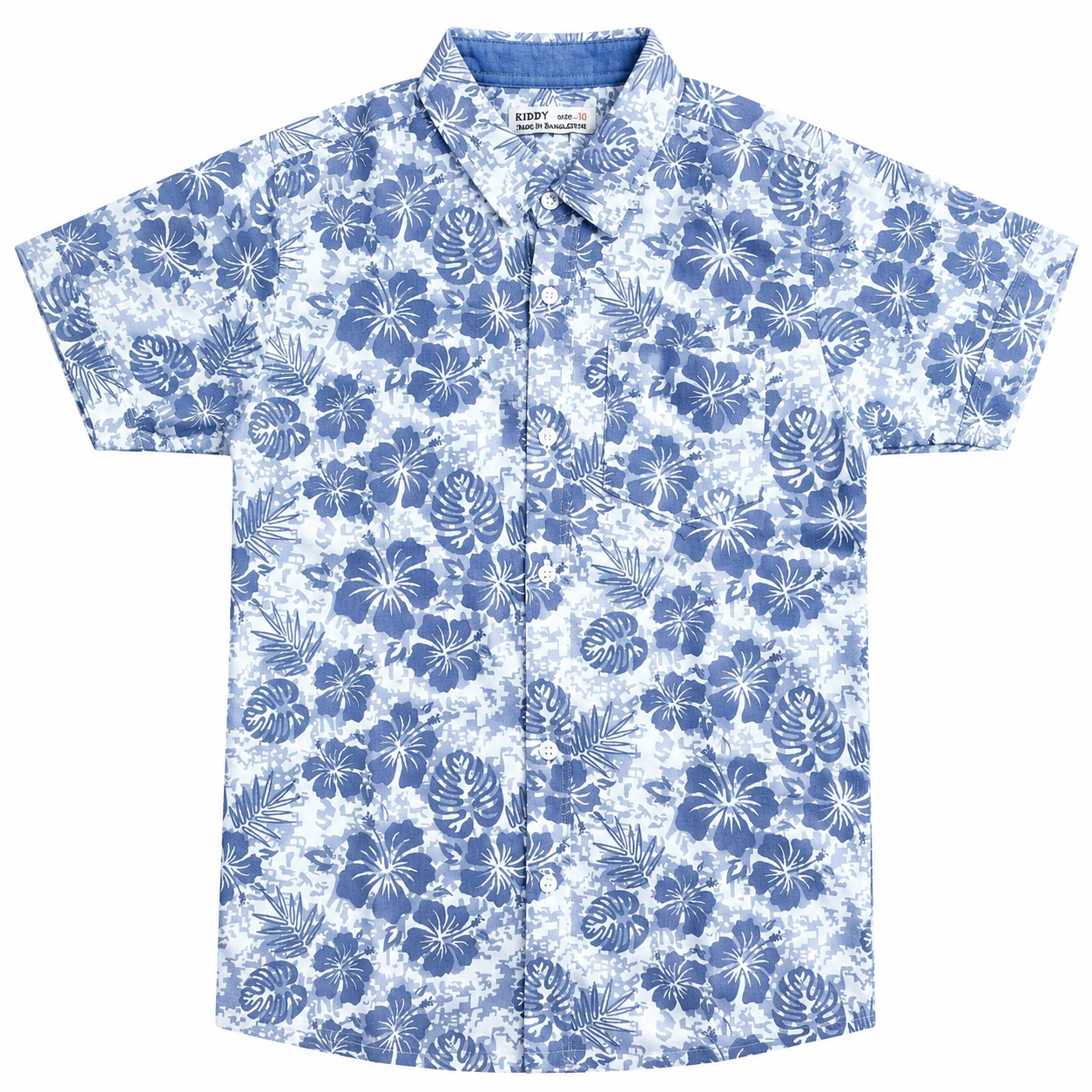 Boys Premium Floral Printed Shirt – Light Purple & White