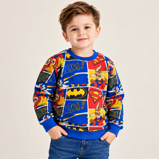 Batman & Superman Printed Sweatshirt for Kids Multicolor