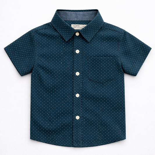 Boys Premium Minimal Print Shirt – Dark Sea Green