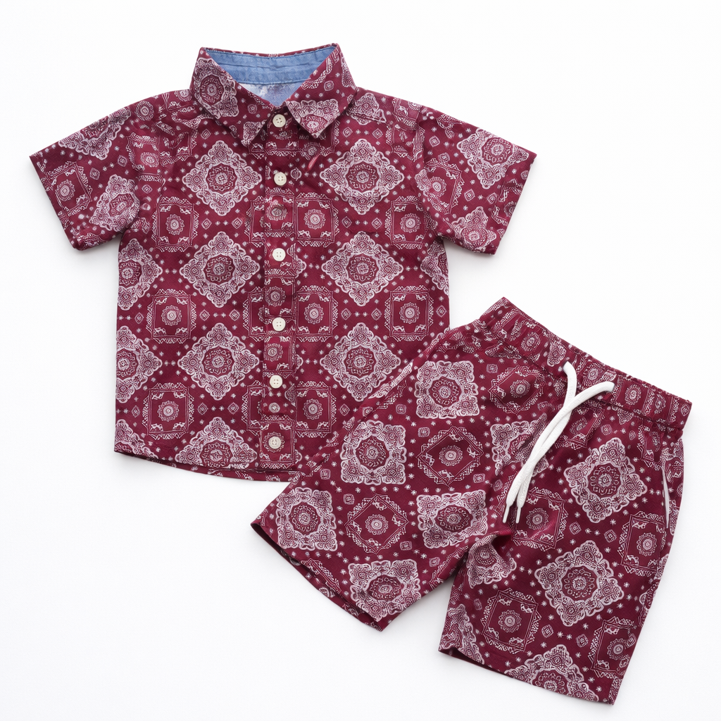 Kids Boys Bandana Print Shirt & Pant Set