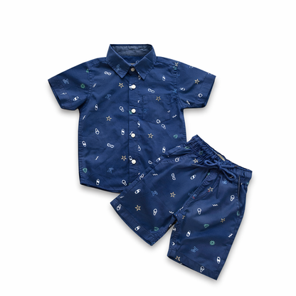 Boys All Over SUNGLASSES & ICE CREAM Print Shirt & Pant Set Navy Blue