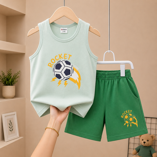 Soccer Rocket Sleeveless Megi Set – Mint Green
