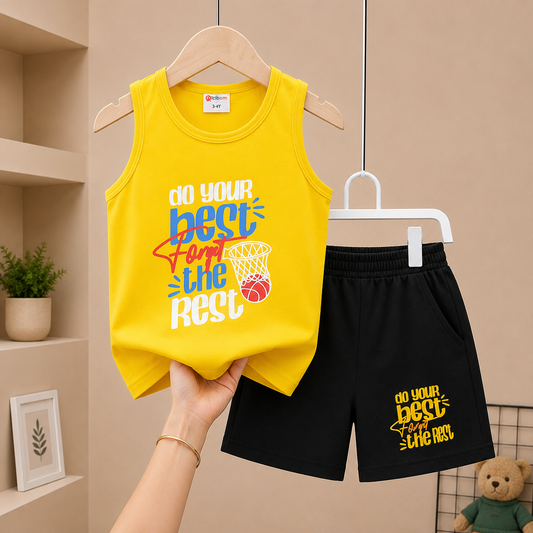 Do Your Best Sleeveless Megi Set – Yellow & Black