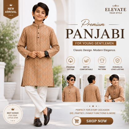 Regal Herringbone Signature Cotton Panjabi for Boys