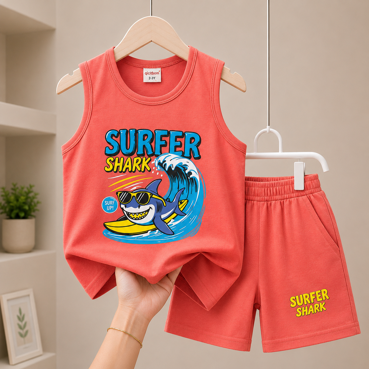 Surfer Shark Megi Set – Coral Pink