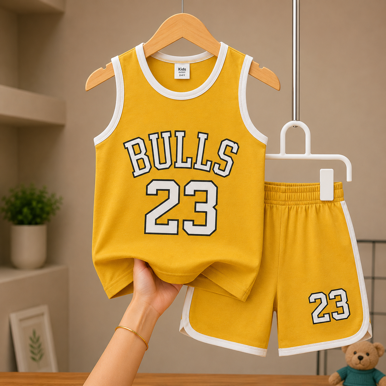 Bulls 23 Printed Megi T-shirt & Pant Set Yellow