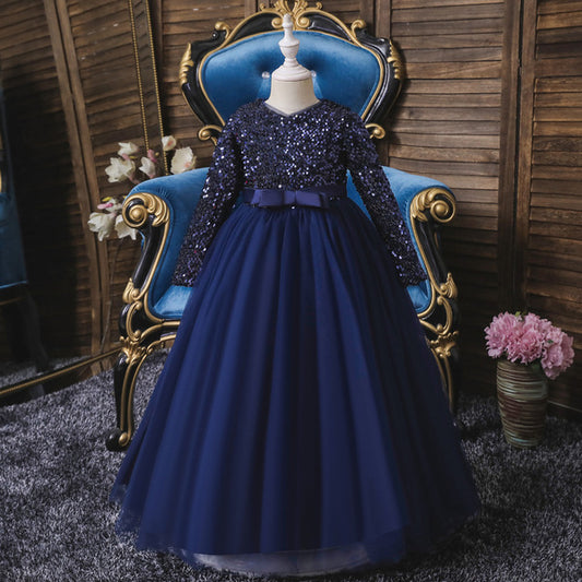 Navy Blue China Party Gown – Royal Princess Style