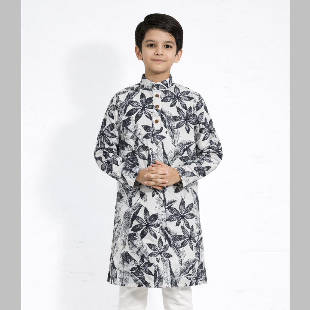 Imperial Noir Blossom Cotton Panjabi for Boys