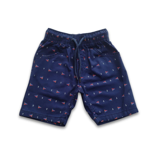 Boys All Over Nautical Print Gabardine Half Pant – Dark Navy