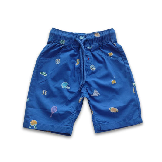 Boys All Over Sports Printed Gabardine Half Pant – Royal Blue