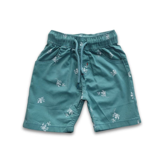 Boys All Over Mini Floral Printed Gabardine Half Pant – Sea Green