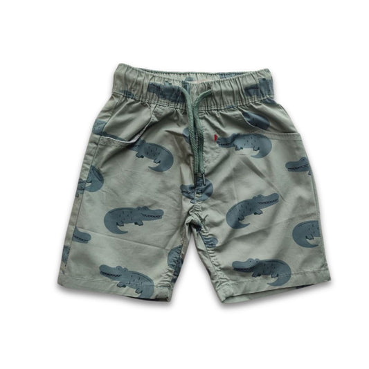 Boys All Over CROCODILE Printed Gabardine Half Pant – Olive Green