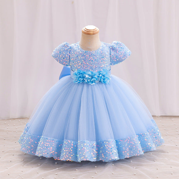 Sky Blue China Party Dress – Elegant Princess Style