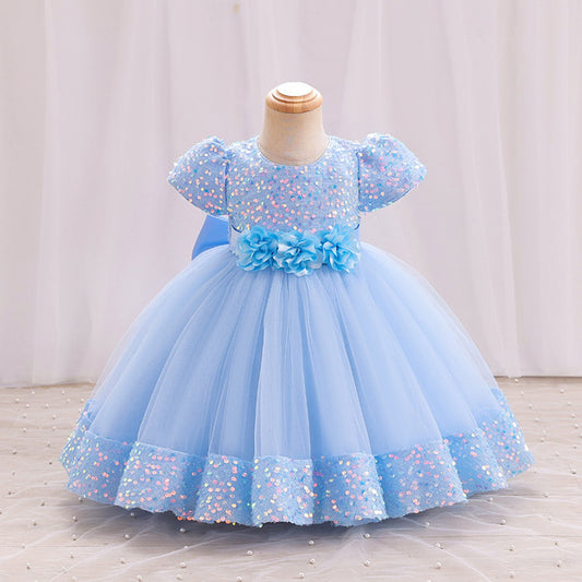 Sky Blue China Party Dress – Elegant Princess Style