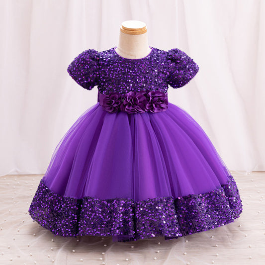 Royal Purple China Party Dress – Sparkling Princess Style