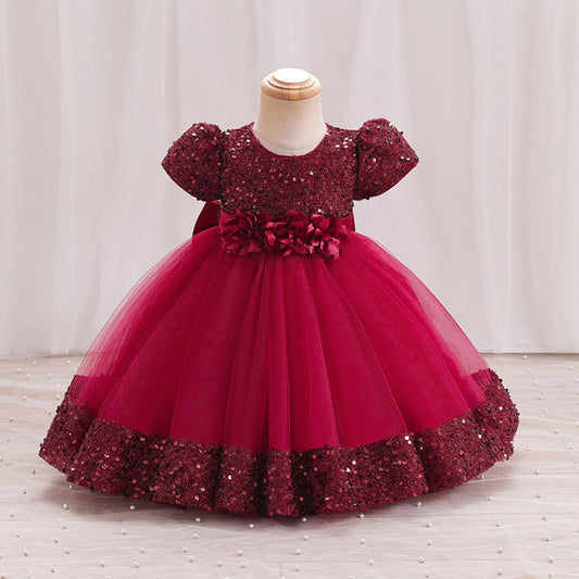Wine Red China Party Dress – Elegant Princess Style