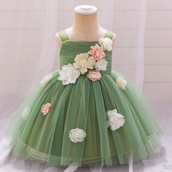 Sage Green Floral China Party Dress – Elegant Princess Style