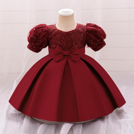 Deep Red China Party Dress – Classic Princess Style