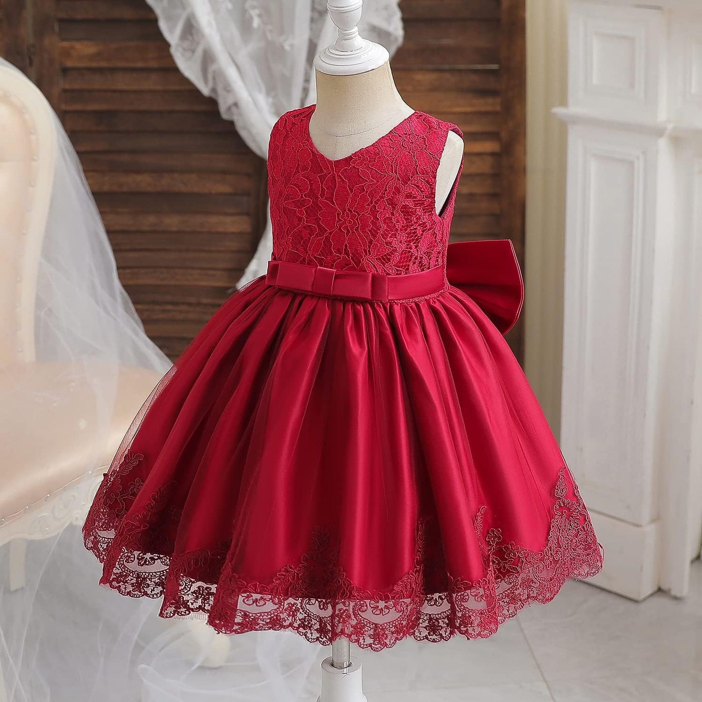 Elegant Red China Party Dress – Luxury Princess Style