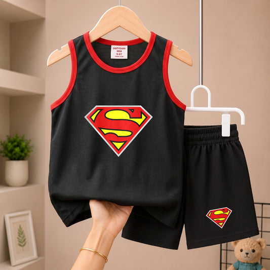 Superman Sleeveless Megi Set – Black