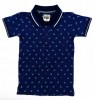 Anchor All Over Print Boys'  summer Stylish Polo T-shirt Navy Blue