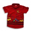 Boys Car Print Cotton Shirt Red