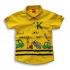 Boys Car Print Cotton Shirt Yellow