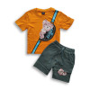 Boys Cute Panda Printed T-shirt & Pant Set Orange