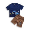 Boys Excavator Printed T-shirt & Pant Set Blue